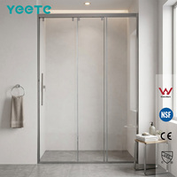 Porte de douche coulissante sans cadre YEETE, noir mat, roulettes en acier inoxydable 304, verre trempé de 8 mm, pour salle de bain, disponible en ligne