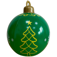 Boule de Noël gonflable de 60 cm en PVC, décoration de Noël géante pour l'extérieur, avec impression de bonhomme de neige et de renne, ornement suspendu