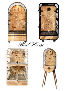 Gabbia per Pappagalli Grande Stile Villa, Costruzione in Ferro e Legno, Lusso per Uso Domestico, Design Salvaspazio con Vetro Trasparente Anti-Schizzi - Product Image 6