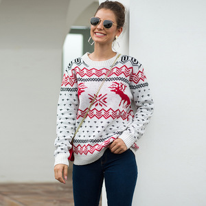 2020 Renne hiver 100% Acrylique <span class=keywords><strong>Amazon</strong></span> Souhaite Jacquard Vacances <span class=keywords><strong>De</strong></span> Noël <span class=keywords><strong>Pull</strong></span> O-cou à manches longues <span class=keywords><strong>pull</strong></span> <span class=keywords><strong>pull</strong></span> Pour Les Femmes - Product Image 3