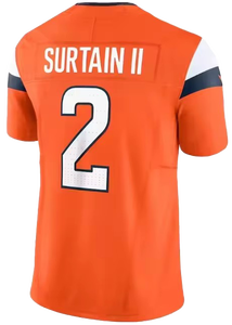 Grosir 2024 kualitas tinggi Bo Nix Jersey sepak bola Amerika 10 # putih-oranye-biru laut lengan pendek penata bersirkulasi - Product Image 6