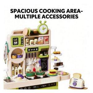 Mini Toy Kitchen Cooking Set Kids Counter Burner Pantry <b>Shelf</b> Culinary Discovery Creative Development Imagination Learning - Product Image 2