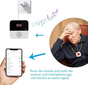 Angus wifi thông minh người cao tuổi Hệ thống cảnh báo nút hoảng loạn SOS gọi Báo động người cao niên 150 ft phạm vi nhà tuya ứng dụng máy nhắn tin khẩn cấp cá nhân - Product Image 2
