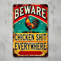 Plaque en étain rustique avec avertissement humoristique sur les poulets - Cadeau idéal pour les amateurs de volailles et la décoration de la maison de campagne