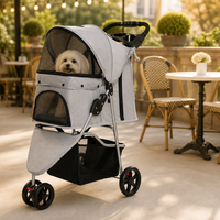 Poussette pour animaux de compagnie OEM à 3 roues, pliage rapide, roue avant pivotante, frein arrière, tapis en polaire, porte-gobelet, plateau, poussette pour chien et chat