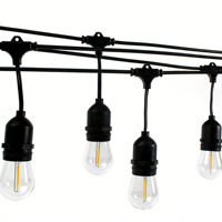 Guirlandes lumineuses de jardin S14, 48 pieds, 15 ampoules à filament LED, IP65, étanches, pour mariage, café, balcon, décoration de Noël