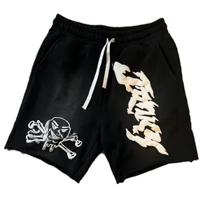 Shorts pour hommes avec logo personnalisé, impression en mousse d'été, coupe et couture, délavé au soleil, décoloration, effet vieilli, lavage à l'acide, vintage - Product Image 3