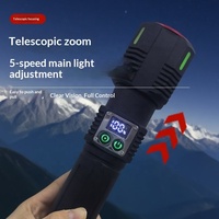 Linterna Láser Blanca de Alta Luminosidad para Exteriores, con Zoom, Aleación de Aluminio, Batería de Larga Duración (6000mAh), Indicador de Nivel de Energía de Emergencia