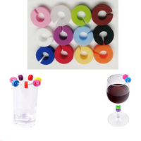 Accessoires de bar, étiquettes de boisson en silicone pour les fêtes d'anniversaire des enfants, lot de 12, marqueurs de boisson en silicone pour verres décoratifs