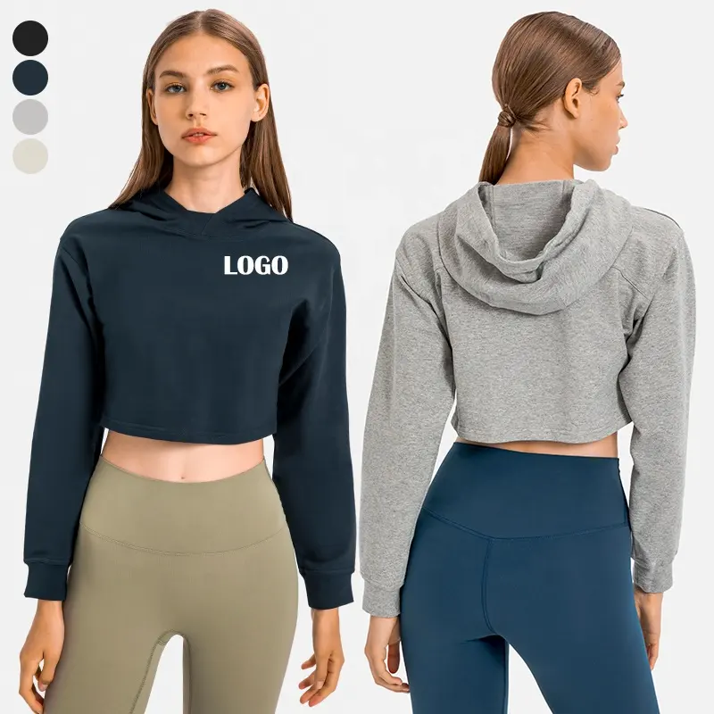 Mingleigo Women's Fashion Hoodies Letter Print Sweatshirt Drawstring Crop Top Hoodie Teen Girls Pullover Jacket 