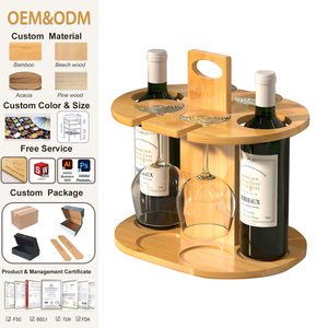 Soporte de copas de vino de mesa de pie alto de bambú sólido Almacenamiento y exhibición de vino tinto para ocasiones de cocina o fiesta - Product Image 1