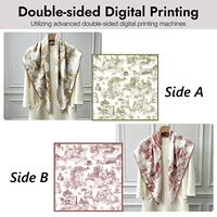 Foulard en soie de mûrier 100% sergé personnalisé pour le commerce transfrontalier, ourlet poli à la main, faible MOQ, OEM ODM, personnalisation d'image à guichet unique