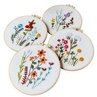 Kit de broderie au point de croix DIY, motif fleurs simples, peinture murale suspendue, matériel en tissu fait main, sac inclus, créatif, anglais