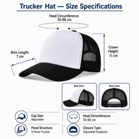 Gorras Trucker de 5 Paneles con Malla Trasera de Espuma Blanca y Negra, Ajustables con Cierre a Presión, para Verano, Deporte y Protección Solar, Venta al por Mayor Económicas