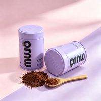 Boîte à thé en métal ronde de qualité alimentaire, couleur violet clair, de luxe, pour matcha, suppléments protéinés, avec double couvercle, pour café