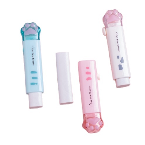 Cat Paw Retractable Eraser Cat Rubbers for Kids Cute stationary Push-Pull Rubber Eraser for Students Writing Office School