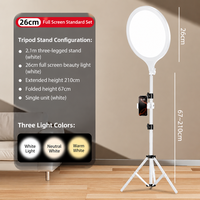 Lampe LED pleine écran portable avec mini trépied de bureau pour vlog, éclairage pour selfie, diffusion en direct et prise de vue de produits