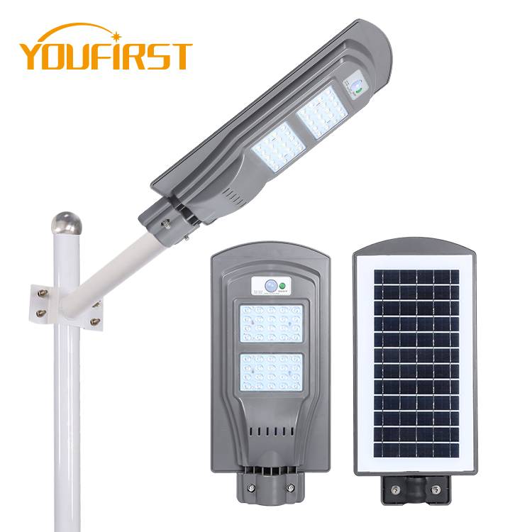Farola LED solar automática de alta eficiencia integrada todo en uno 20 40 60 w