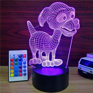 Lampe à illusion 3D fantaisie en forme d'animal, lumière LED de nuit de Noël, adorable chien, lampe de bureau tactile, changement de couleur avec câble USB, cadeau pour enfants - Product Image 5