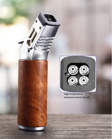 Briquet à flamme jet bleue, nouveau, en gros, avec logo personnalisé, rechargeable au gaz, coupe-vent, en alliage de zinc, écologique, avec boîte cadeau, pour cigarettes