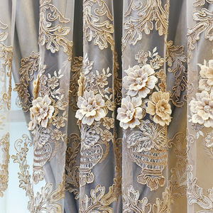 Tenda in Tulle Ricamata Personalizzata, Lussuose <span class=keywords><strong>Tende</strong></span> a Doppio Strato Ricamate in Stile Europeo 4D <span class=keywords><strong>per</strong></span> il Soggiorno - Product Image 6