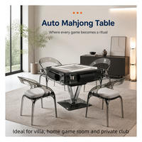 Table de jeu de Mahjong pour salons d'hôtel et salles de club avec finition noire, verre gris et système de tuiles automatiques pour le divertissement