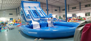 Phổ biến trên mặt đất di động chất lượng cao <span class=keywords><strong>Inflatable</strong></span> cá heo công viên nước trượt với hồ bơi cho trẻ em để bán - Product Image 2