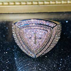 Bagues de mariage en or <span class=keywords><strong>blanc</strong></span> avec diamants en moissanite, style <span class=keywords><strong>rappeur</strong></span> américain, bijoux hip-hop volumineux - Product Image 4