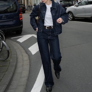 Ensemble en jean personnalisé avec logo OEM, haute qualité, style streetwear old school, veste en jean et jean baggy, 100% coton denim, denim brut vintage. - Product Image 2