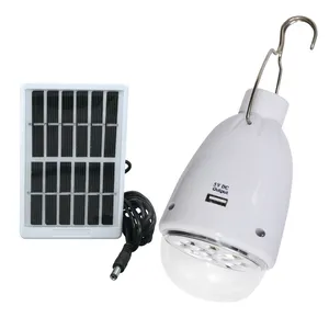 Factory Supply Solar Rechargeable Lamp Led Solar Light Bulb With Solar Panel Emergency Lantern Outdoor camping bulb lamp