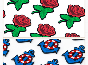 Dibujos animados, Anime, cohete arcoíris, flor rosa, parches bordados lisos, pegatinas de parche para planchar y coser para reparar agujeros - Product Image 3