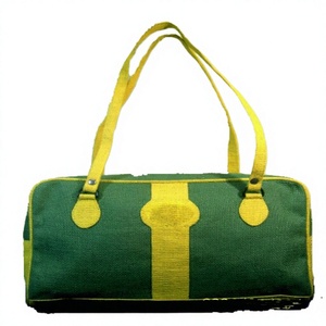 Sac de voyage en toile vert et jaune avec fermeture éclair - Product Image 1