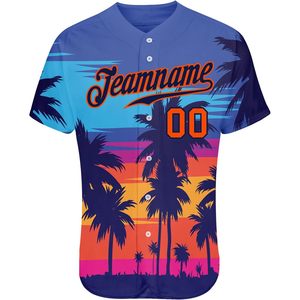 Camiseta de Béisbol Hawaiana Personalizada con Cuello en V, Palmeras Tropicales Sublimadas, Transpirable, Unisex, Ropa Deportiva para Adultos - Product Image 2