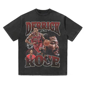 T-shirt vintage lavata e dal taglio ampio, in tessuto pesante, con stampa personalizzata ispirata ad atleti famosi - Product Image 5