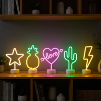 LED Groothandel Aangepaste Mini 3D Neon Tafellampje 3AA Batterij Glow Halloween Valentijnscadeau Decoratie USB Aangedreven