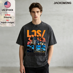 T-shirt Oversize in Cotone Lavato con Stampa '<span class=keywords><strong>Los</strong></span> <span class=keywords><strong>Angeles</strong></span> California' e <span class=keywords><strong>Foto</strong></span>, Stile Retrò Streetwear, Maglietta Casual, Magazzino USA - Product Image 1