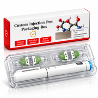 Boîte d'emballage personnalisée pour stylo injecteur avec plateau en PVC transparent, carton pliable imprimé pour kit de stylo médical, emballage pharmaceutique
