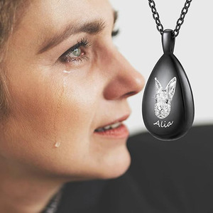 Kalung liontin baja tahan karat kremasi dipersonalisasi potret hewan peliharaan kalung guci air mata untuk abu dengan nama - Product Image 6