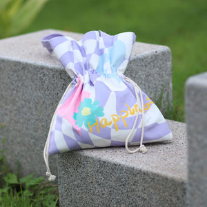 Gahumi Original Custom Canvas <b>Drawstring</b> <b>Bags</b> Eco-Friendly Folding Style Color Sublimation Printing Cartoon Pattern for Shopping - Product Image 2