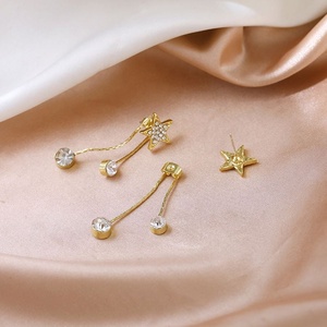 Pendientes de Moda con Borla de Pentagrama y Diamantes en Forma de Estrella, Chapados en Oro, de Aleación de Zinc, para Mujer, Venta al Por Mayor - Product Image 4