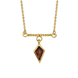 Unique sterling silver necklace gold plated kite cut garnet necklace for women wholesale