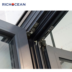 RICHOCEAN <span class=keywords><strong>Porte</strong></span> <span class=keywords><strong>vitrée</strong></span> transparente isolée à double vitrage Portes battantes modernes à double cadre en aluminium pour entrée extérieure - Product Image 6