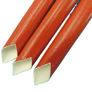 Expandable Fiberglass Sleeving brick red coated with silicone resin fiberglass sleeve