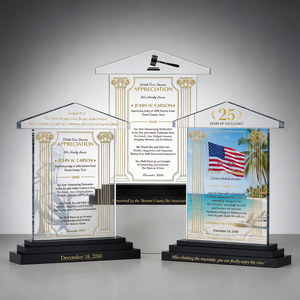 Cristal Noble con Grabado Personalizado y Logotipos Impresos, Placa de Regalo para Jueces en Retiro, Trofeo de Servicio, Premios - Product Image 1