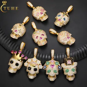 New Arrivals Mossanite Skeleton Head Pendant Fine Jewelry 925 Sterling Silver VVS Moissanite Diamond Iced Out Skull Pendant