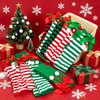 Bas longs rayés de Noël personnalisés, chaussettes de fête pour femmes au-dessus du genou, chaussettes de cosplay en gros