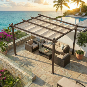 Pergola commerciale extérieure <span class=keywords><strong>en</strong></span> aluminium avec toit rétractable pour restaurant, café, <span class=keywords><strong>abri</strong></span> solaire – Prix usine abordable - Product Image 4
