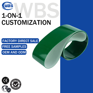 Cinta transportadora de PVC industrial verde con polipasto trepador plano y antideslizante de superficie lisa para almacenamiento en stock - Product Image 1