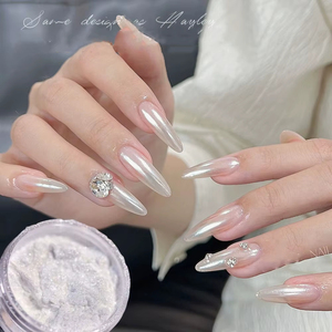 Poudre à ongles Aurora Moonlight 6 couleurs, paillettes transparentes effet glace, or, blanc nacré, pigment de décoration pour manucure, vente en gros - Product Image 1
