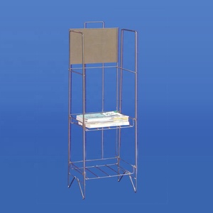 Phẳng gói sắt Thanh dây khung có thể gập lại kim loại giá báo chủ thép hiển thị đứng - Product Image 1